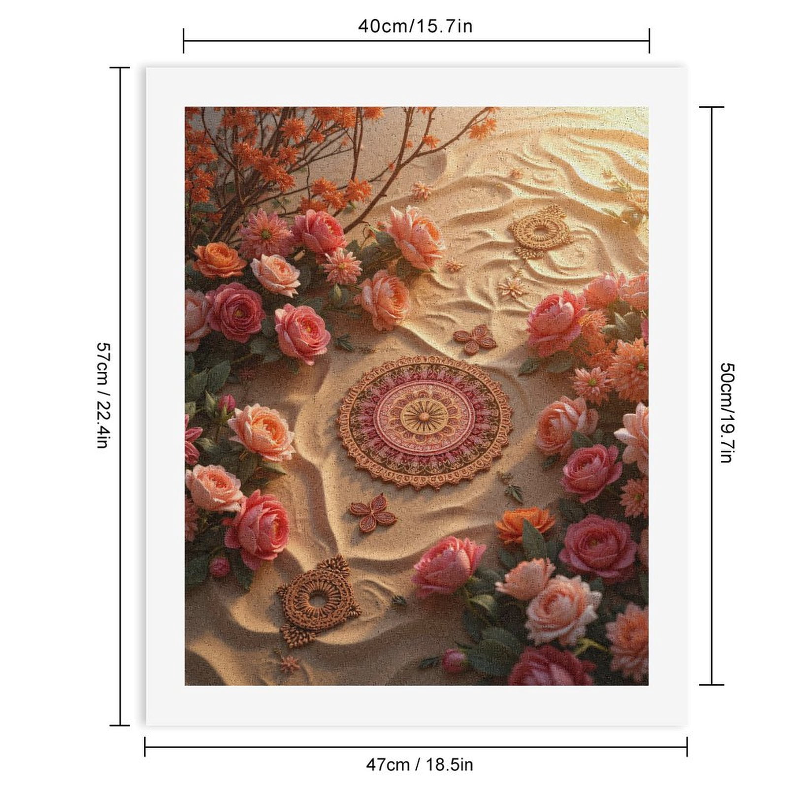 Paint By Numbers Kit for Adults Beginner - Sand Blooms Petals Mandala Art DIY Canvas Painting Kits for Adults, Frameless Paint By Number for Adults for Home Wall Decor 16x20 Inch