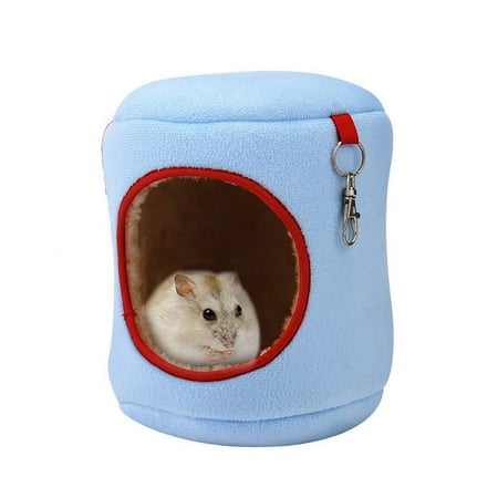 Hamster Travel Cage Pevor Pet Hamster Cage Hammock Nest - Portable Animal Design Warm Hamster House Travel Comfort Carrier for Small Pet Sugar Glider Hamster Hedgehog Bird Blue L ()