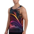 thumbnail image 2 of Gukieu Colorful Abstract Wave Motion Print Men's Quick Dry Fitness Vest, Round Neck Sleeveless Fitness Bodybuilding Top-4X-Large, 2 of 7
