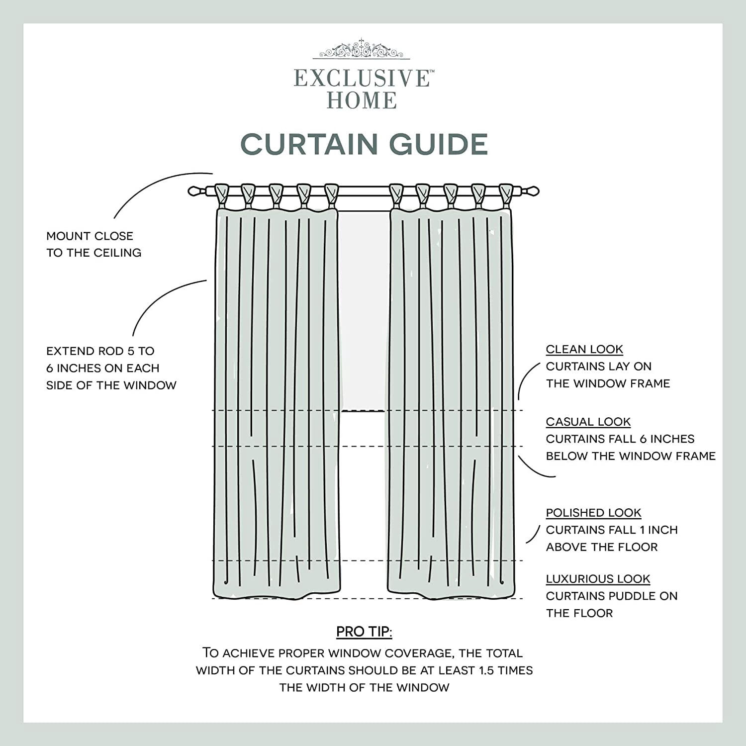 Exclusive Home Curtains Loha Linen Braided Tab Top Curtain Panel Pair, 54x63, Beige