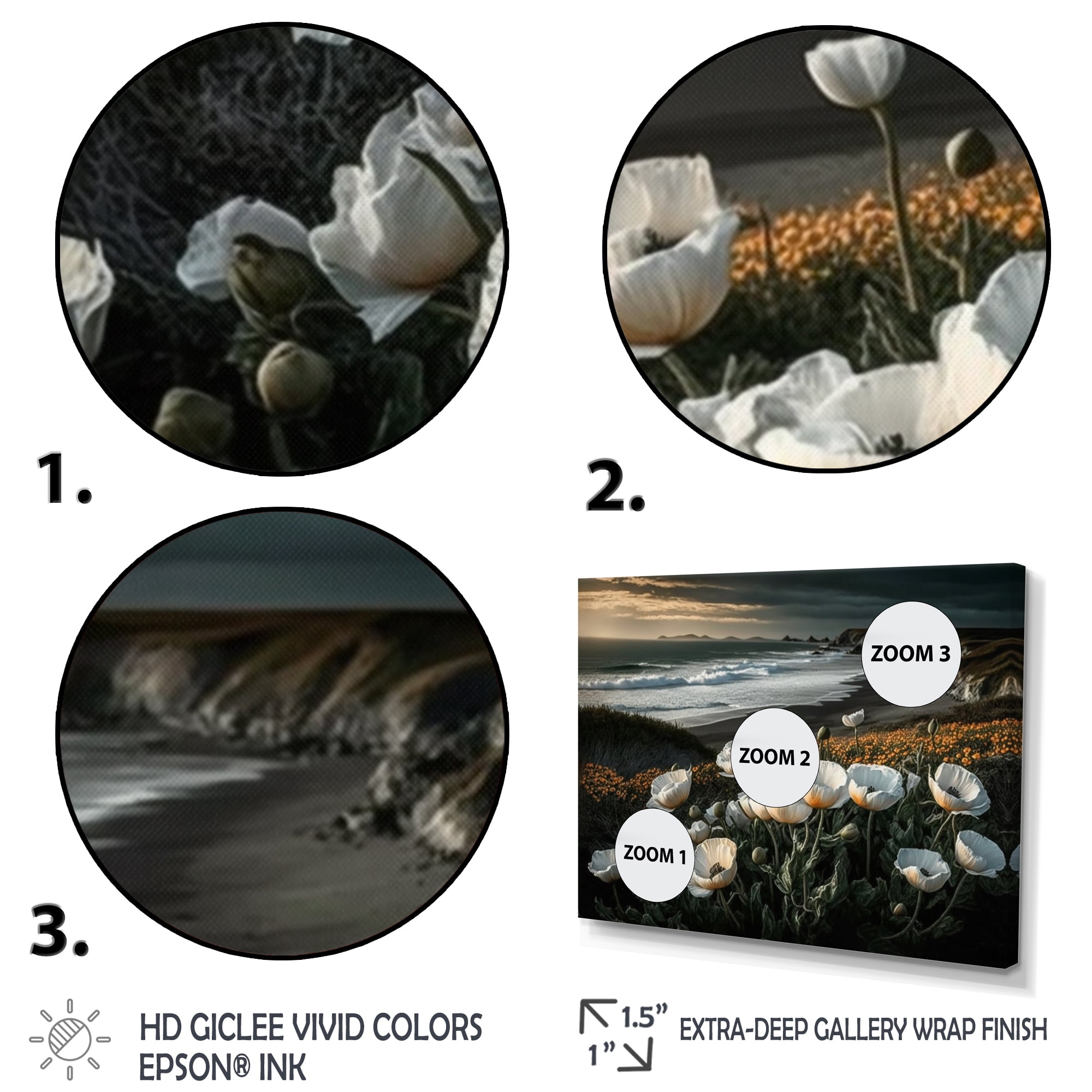 Designart White Flowers By The Coast II Canvas Wall Art