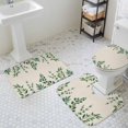 thumbnail image 3 of Green Leaf Bathroom Rugs Set Watercolor Pastoral Plant Vintage Linen Non Slip Absorbent Soft Bath Mats 3 Piece Set with Bathroom Rug, U-Shaped Floor Mat, Toilet Seat Cover Small Size, 3 of 9