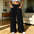 thumbnail image 2 of Edvintorg Women's Casual Pants Elastic Waisted Loose Wide Leg Lightweight Trouser with Pockets Women Clothing Black L, 2 of 7