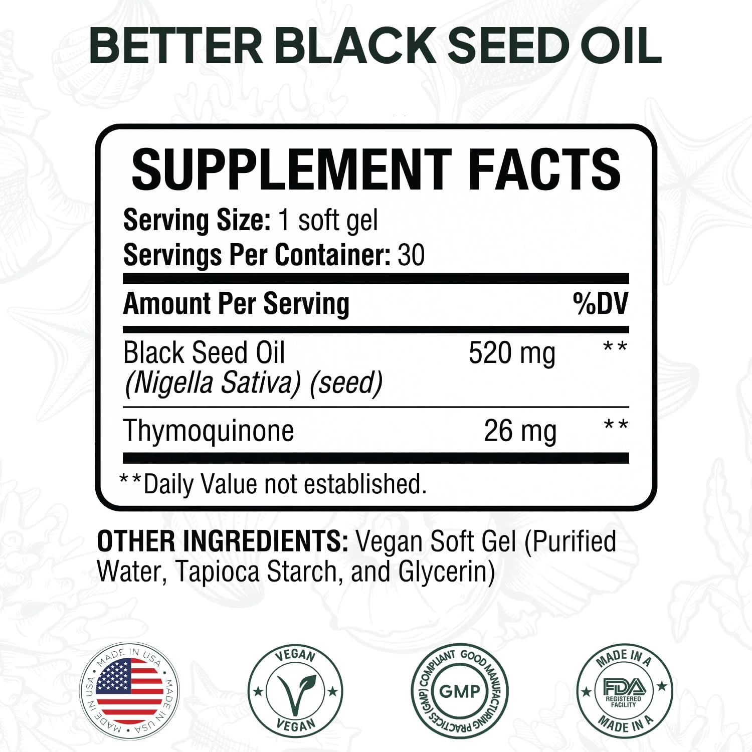 Organics Ocean Better Black Seed Oil Cold Pressed - Pure Nigella Sativa Oil for Immune Support - 5% Thymoquinone - Support Memory, Vitality, and Cellular Health