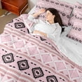thumbnail image 4 of Feelyou Vintage Aztec Adult Bedding Comforter Set 7 Pieces, Fashion Pink Triangle Full Bedding Set, Mandala Southwestern Theme Reversible Fitted Sheet Flat Sheet, Microfiber Bedroom Decor, 4 of 8