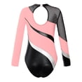 thumbnail image 2 of YONGHS Girls Ballet Dance Leotards Gymnastics Bodysuit Long Sleeve Patchwork Skating Jumpsuit Pink 6, 2 of 5