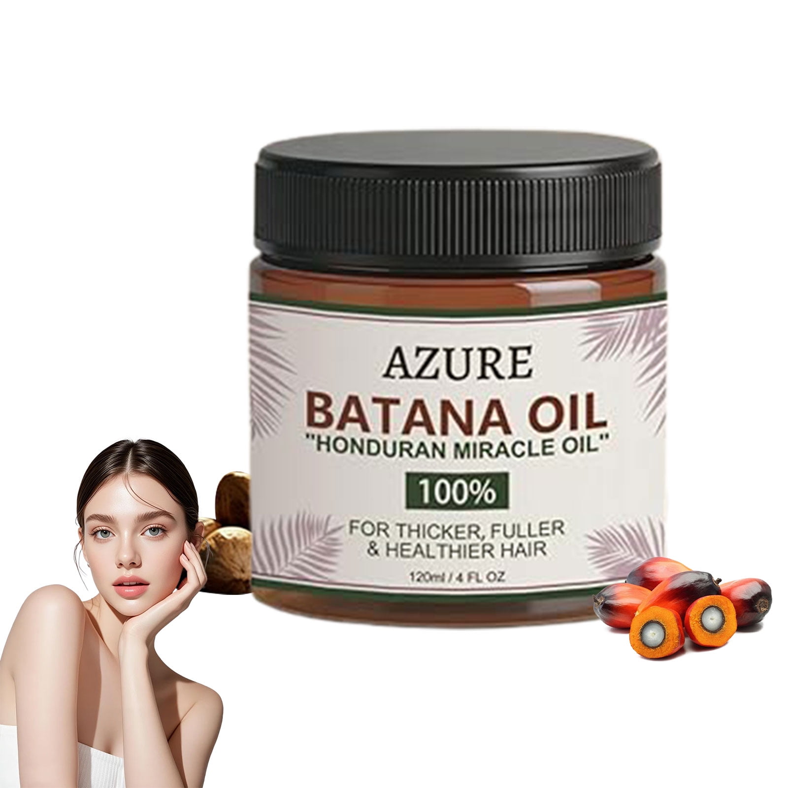 AZURE 100% Pure Batana Oil for Hair Care – Helps Support Hair Thickness, Texture & Scalp Nourishment, Natural Plant-Based Formula for Healthy-Looking Hair(1PC)