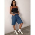 thumbnail image 4 of Women Baggy Denim Bermuda Shorts Y2k Vintage Straight Leg Casual Knee Length Jean Jorts with Pockets M, 4 of 9