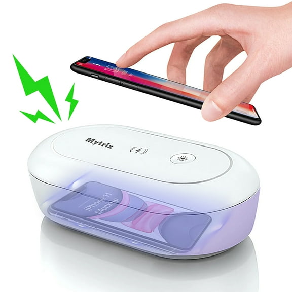 Portable 3 in 1 UV Sterilizer Box(Ozone Sanitization), Wireless Fast Charging Box, Aroma Diffuser, Mytrix Munctional Box for Smart Phone/Jewelry/Glasses/Watches, 2 year Warranty