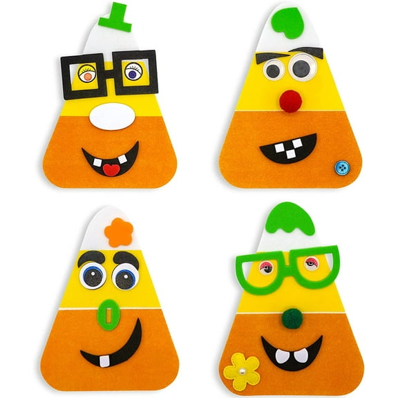 4E's Novelty 12 Pack Halloween Crafts for Kids, Goofy Candy Corn Magnet Foam Craft Kit