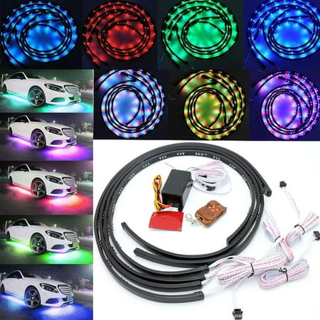 LED Strip 7 Color Under Car Tube Underglow Underbody System Neon Lights (Best Led Kit For Cars)
