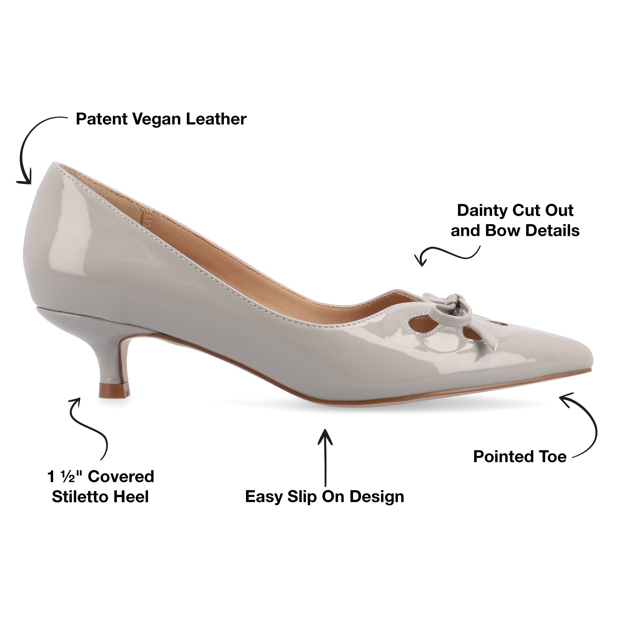 Journee Womens Lutana Pointed Toe Kitten Heel Pumps, Widths Available