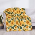 thumbnail image 3 of Rateoe Green Leaf Sunflower Pattern Flannel Throw Blanket, Ultra-soft Blanket for Bed, Couch, Car, Hypoallergenic Anti-pilling blanket-60"x50"(Horizontal), 3 of 6