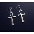 thumbnail image 1 of Pendientes colgantes de plata con cruz Ankh egipcia y llave eterna de la vida, 1 of 5