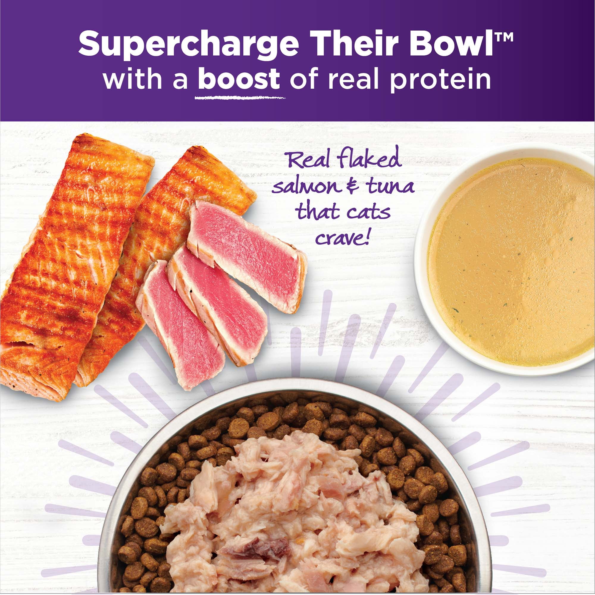 Wellness Bowl Boosters Wet Cat Food Topper, Grain Free, Natural, Flaked Salmon & Tuna Recipe in Broth, 1.75 Ounce Pouch (Pack of 12)