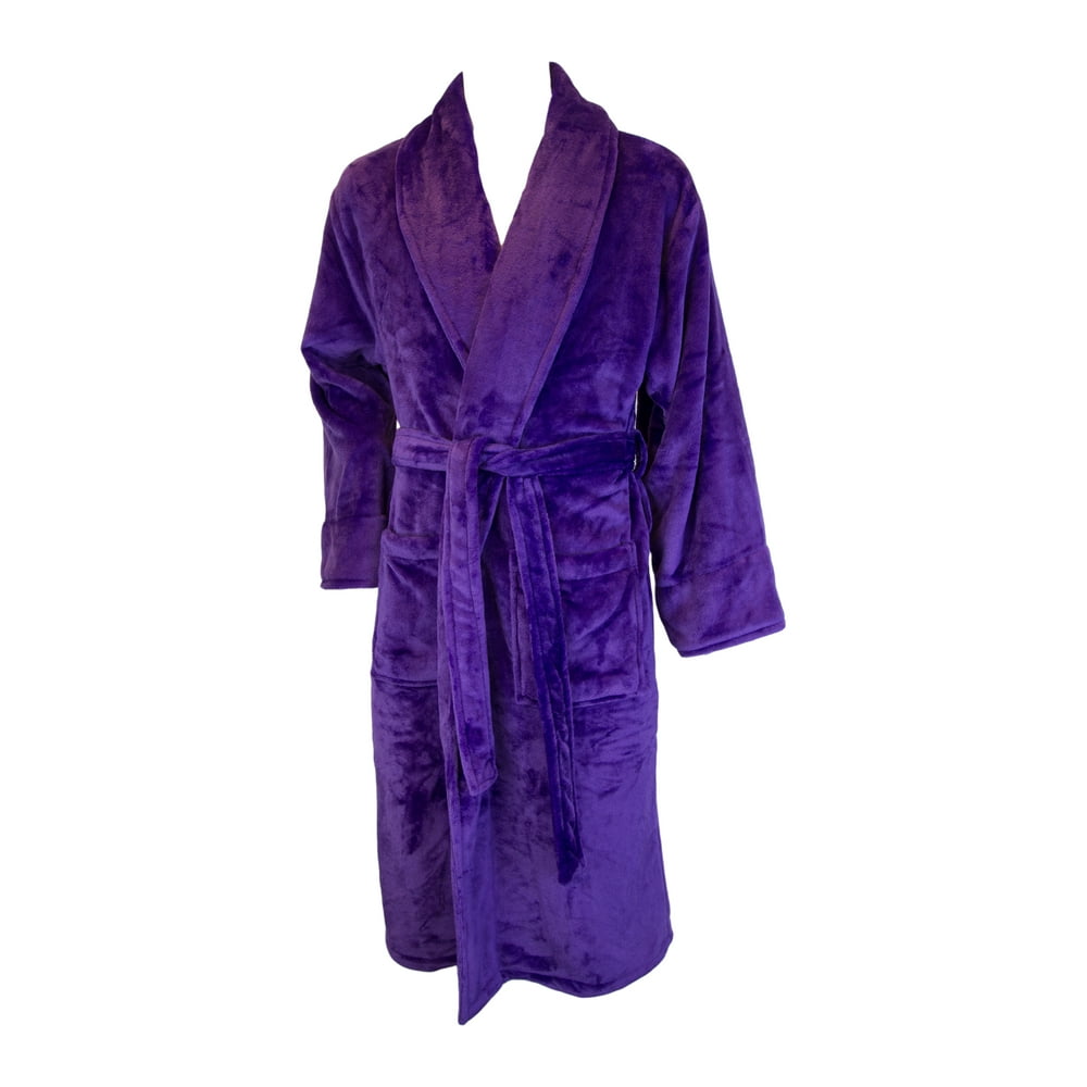 Terry Town - Terrytown Tahoe Microfleece Shawl Collar Robe Purple ...