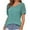 Mint Green, variant on Lolmot Women's Summer Lace Short Sleeve V-Neck Tops Shirt Loose Casual Solid Color Tee Blouse