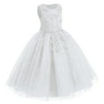 thumbnail image 2 of IBTOM CASTLE Flowers Girls Tulle Lace Dress for Kids Wedding Bridesmaid Pageant Birthday Party Communion Formal Princess Prom Maxi Gown 6-7 Years White, 2 of 8