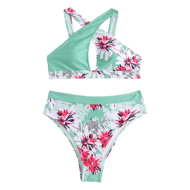 Gibobby Trajes de Baño Mujer Bikini de traje de baño dividido estampado sexy vintage nuevo para mujer(Verde,G)