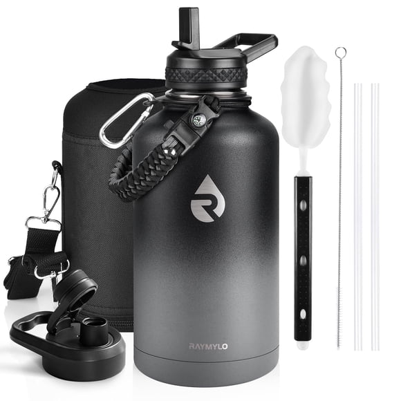 Botella de agua RAYMYLO con aislamiento de acero inoxidable de 1,9 L, gris oscuro