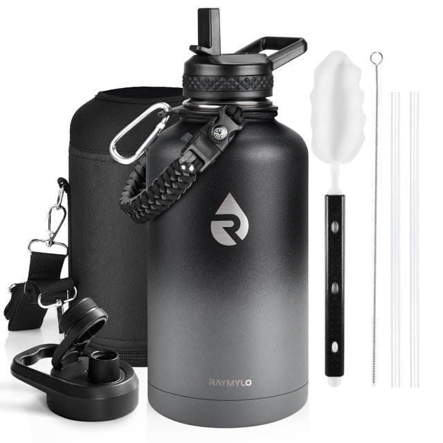Botella de agua RAYMYLO con aislamiento de acero inoxidable de 1,9 L, gris oscuro