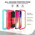 thumbnail image 3 of For iPhone 11 Pro Case 5.8", Allytech Full-Body Protection 3 in 1 Hybrid Shockproof Rugged Heavy Duty Drop Protection Ring Holder Stand Case for iPhone 11 Pro 5.8 inch 2019, Green + Rose, 3 of 5