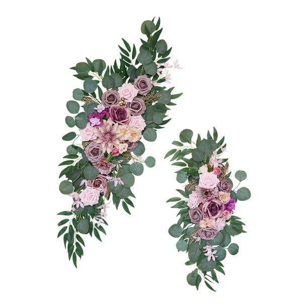 2 piezas de botín floral de seda Sunnimix Rosa purpura corona de flores