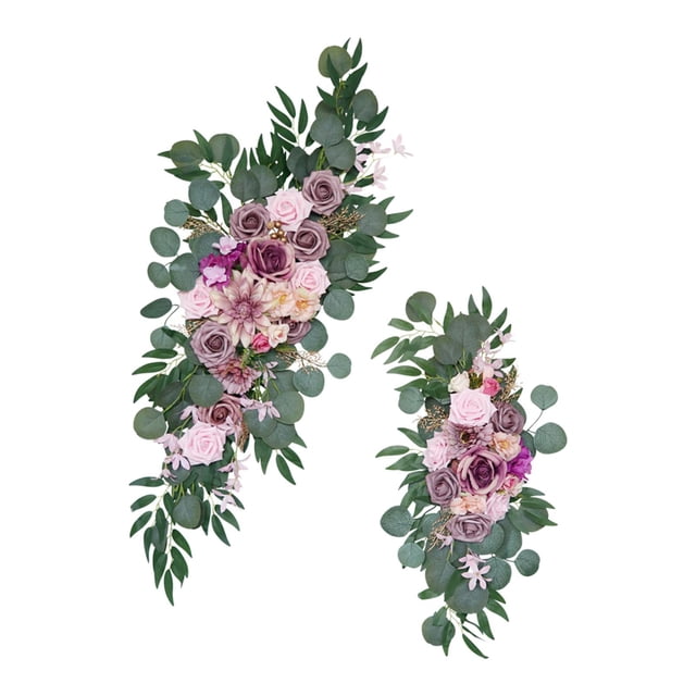 2 piezas de botín floral de seda Sunnimix Rosa purpura corona de flores