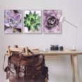 thumbnail image 2 of Purple Sprouting Succulents Close Up Botanical & Floral Graphic Art Gray Framed Art Print Wall Art, Set of 3, 2 of 8