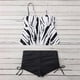 thumbnail image 4 of Trajes de baño tankini AQITTI para mujer, trajes de baño de dos piezas con cuello halter, top con volantes escalonados y pantalones cortos., 4 of 7