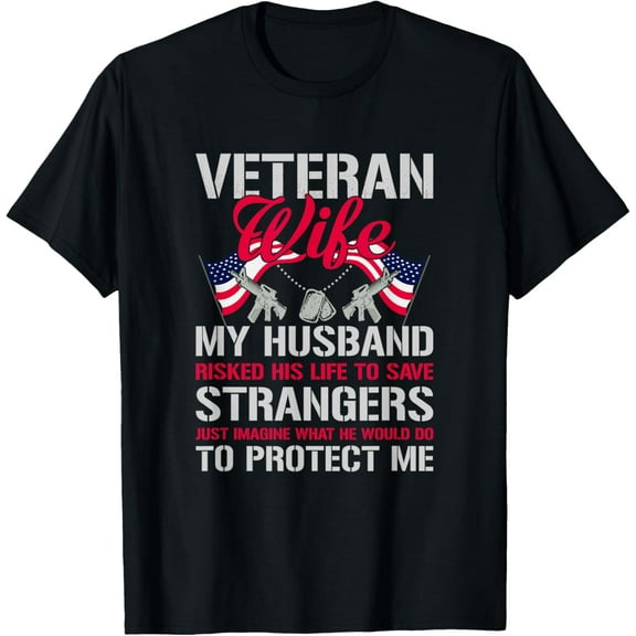 Veteran Wife USA Veterans Day US Army Veteran Mother's Day T-ShirtMen and women, Black T-shirt, size: Extra large