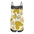 thumbnail image 4 of 2 PC Pajamas for Women Womens Sexy Valentine's Day Printing Lace Sling Sleeveless Tank Tops Splicing Shorts Casual Set Yellow qILAKOG Size S, 4 of 5
