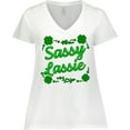 thumbnail image 3 of Inktastic Sassy Lassy with Green 4 Leaf Clovers Women's Plus Size V-Neck T-Shirt, 3 of 5