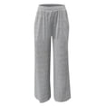 thumbnail image 4 of felwors Women's Wide Leg Lounge Pants High Waisted Knit Palazzo Pants with Pockets Soft Drape（Grey， L）, 4 of 6