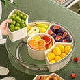 thumbnail image 6 of ETHKIA 4.5L Sealed Rotating Vegetable and Fruit Tray, Rotating Veggie Tray with Lid and Handle, 360 Rotatable Divided Serving Snack Candy Food Storage White, 6 of 9