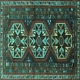 thumbnail image 1 of Ahgly Company Machine Washable Indoor Square Persian Turquoise Blue Traditional Area Rugs, 7' Square, 1 of 4