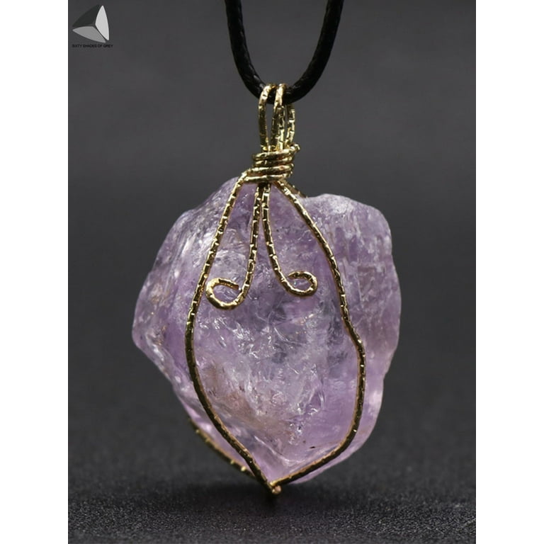 Top Plaza Amethyst Healing Crystal Necklace - Natural Purple Gemstone Pendant On 30" Cord, Protection Jewelry Gift