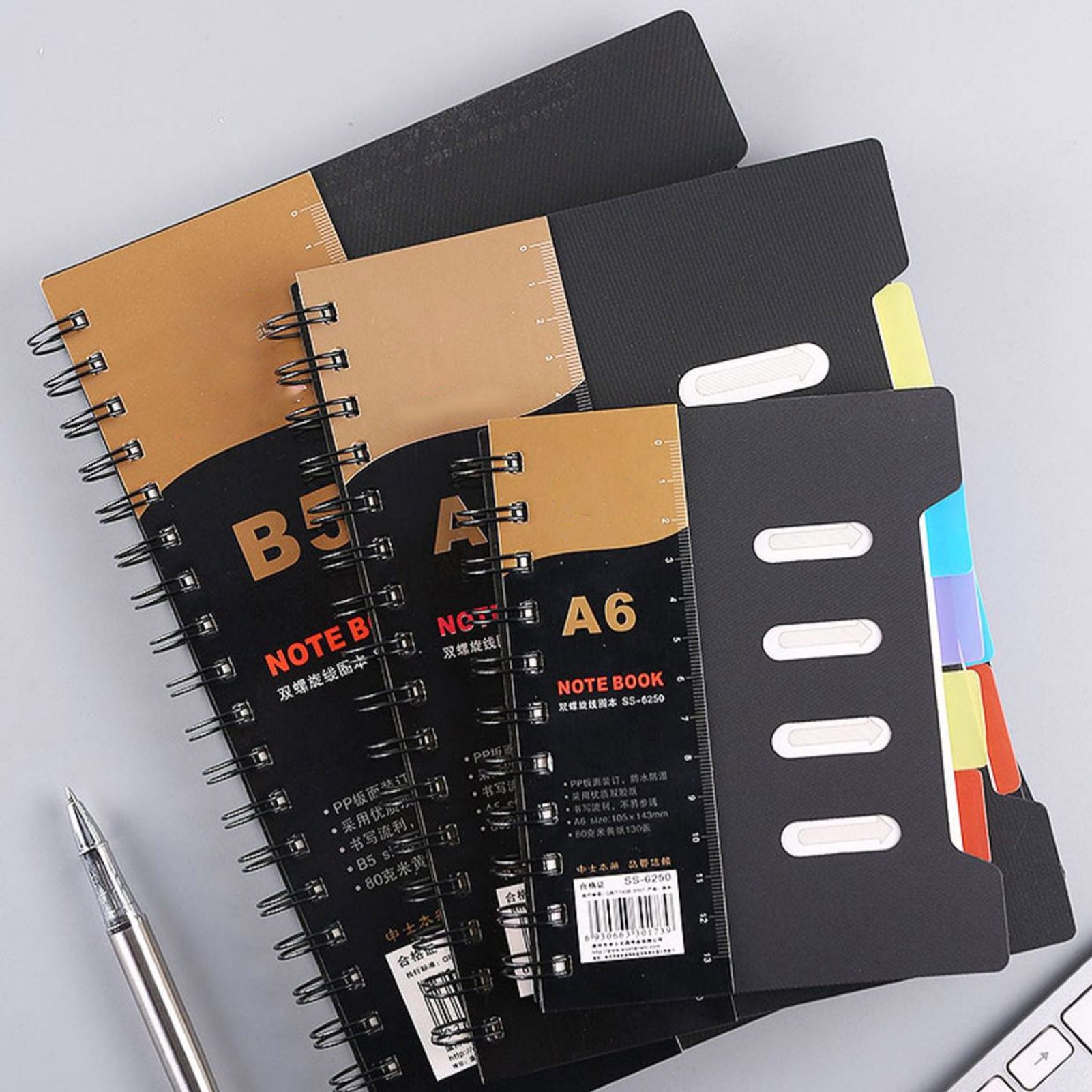 Homerr Notebook Spiral Notebook with Dividers Smooth Writing Premium Thickened Page Coil Ring A5/B5 Notebook Planner Office Supplies Spiral Notebook