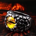 thumbnail image 2 of PAMTIER Men's Stainless Steel Vintage Gothic Punk Domineering Skull Hell Demon Devil Dragon with Yellow Gemstone Eye Biker Ring Statement Size 11, 2 of 6