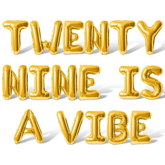 Letter Balloons - TWENTY NINE IS A VIBE 16" Inch Alphabet Letters Foil Mylar Balloon 29th Birthday Party Banner (Gold)