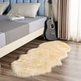 thumbnail image 2 of Beige Yellow Fluffy Faux Fur Sheepskin Area Rugs 4 x 2ft Soft Plush Fluffy Carpet for Bedroom Bedside Living Room Floor Rug Shaggy Mats, 2 of 6
