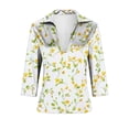 thumbnail image 4 of 3/4 Length Sleeve Womens Tops Satin Vintage Floral Print Shirts Lapel Collar V Neck Blouses Silky Dressy T-Shirt Business Casual Outfits Going Out Tops 2026 Spring Summer Top, 4 of 6