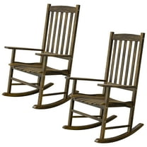 ZENSTYLE Set of 2 Rocking Chair High Back Wooden Rocker Chair for Porch Lawn Garden Indoor Outdoor Natural