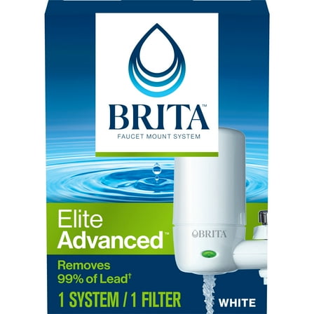 Brita Complete Faucet Mount System, Water Filter Reduces Lead and Chlorine, White