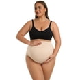 thumbnail image 2 of Women's Plus Maternity High Waist Underwear Pregnancy Seamless Soft Belly Support Panties Over Bump 3 Pack, 2 of 6