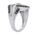 thumbnail image 3 of Dazzlingrock Collection 1.15 Carat (ctw) Round & Baguette Black & White Diamond Swirl Twisted Right Hand Ring for Women in 925 Sterling Silver, Size 10, 3 of 4