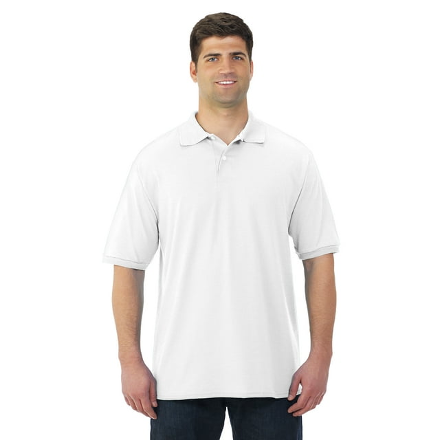Jerzees Mens SpotShield Short Sleeve Jersey Sport Shirt, L, White