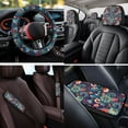 thumbnail image 4 of KUIFORTI Vintage Flowers 14 Pcs Seat Covers for Car Auto Center Console Armrest Pad Steering Wheel Cover Wristlet Keychain Car Interior Automotive Fits Most Cars, Sedans, SUVs, 4 of 7