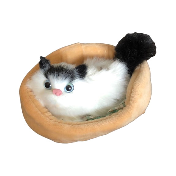 Bluelans Cat Sleeping Doll,Simulation Sound Cats Plush Toy With Nest,Children's Favorite Birthday Christmas Gift