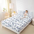 thumbnail image 4 of Homewish Blue Pine Tree Bed Sheets for Teens, Rustic Lodge Cabin King Sheets, Western Farmhouse Bear Sheet Set, Microfiber Bedroom Decor, 4pcs, 4 of 7